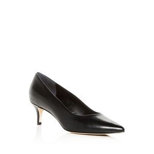 JOAN OLOFF Womens Nude Black Joan Pointed Toe Kitten Heel Slip On Pumps 6 M